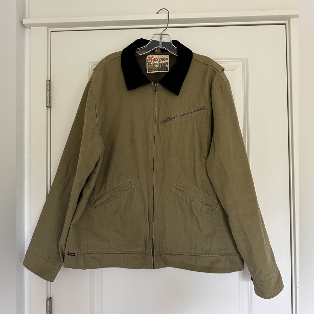 Seager Ranch Jacket in Olive Green with Black Corduroy Collar